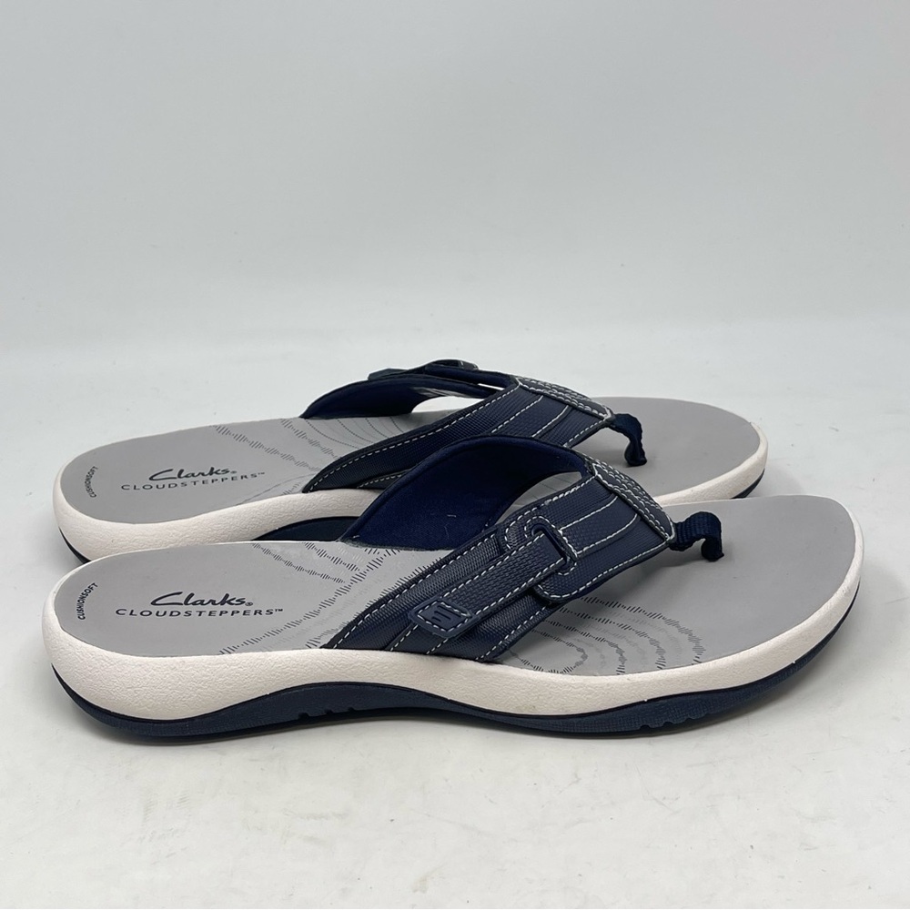 Clarks Cloudsteppers Sunmaze Daisy Sandals Womens 9 Blue Casual Thong Comfort